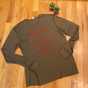 American Apparel Pink Floyd Trust Us Long Sleeve Shirt Olive 2XL